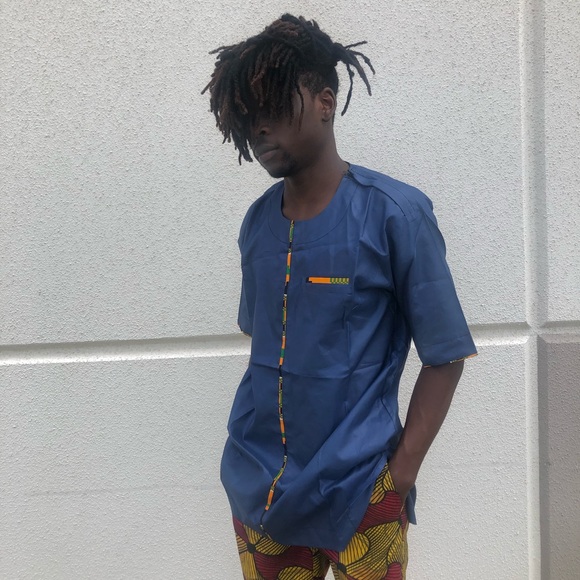 African clothing men Danshiki kente Ankara shirt - Picture 4 of 5